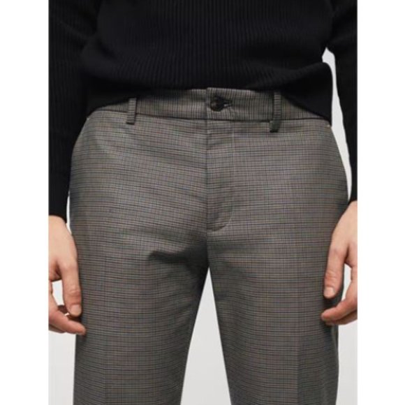 Men's USA size 32 MANGO MEN'S SLIM FIT HOUNDSTOOTH TROUSERS - Picture 2 of 6